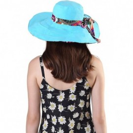 Sun Hats Packable Reversible Large Brim Floppy Sun Hat UPF 50 Sun Protection Travel Beach Hat - Sky Blue - CX194EE7UT0 $15.02