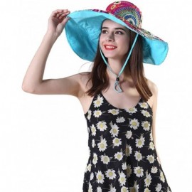Sun Hats Packable Reversible Large Brim Floppy Sun Hat UPF 50 Sun Protection Travel Beach Hat - Sky Blue - CX194EE7UT0 $15.02