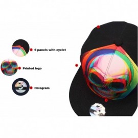 Baseball Caps Black American Skull Fitted Flat Brim Baseball Cap Snapback for Men Women Trucker Hat - Rainbow Skull - CR18IG3...