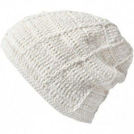 Skullies & Beanies Mens Summer Beanie Cotton - Womens Crochet Slouch Cap Hand Made Chemo Hat - Ivory - CP114VGHVQR $14.88