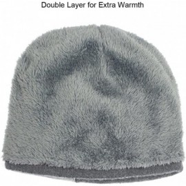 Skullies & Beanies Men's Wool Blend Knit Beanie- Soft & Warm Velour Fleece Lined - Striped - Gray - C21270EOUMJ $19.41