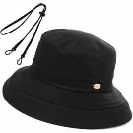 Baseball Caps Womens UPF50 Cotton Packable Sun Hats w/Chin Cord Wide Brim Stylish 54-60CM - 00038_black - CV18RXSHZZE $41.69