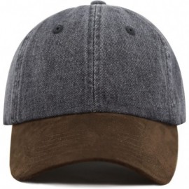 Baseball Caps Unisex Washed Low Profile Denim Suede Bill Cotton Plain Cap - Black With Brown Suede - C012NRZPRQI $11.63