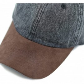 Baseball Caps Unisex Washed Low Profile Denim Suede Bill Cotton Plain Cap - Black With Brown Suede - C012NRZPRQI $11.63