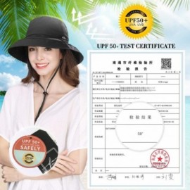 Baseball Caps Womens UPF50 Cotton Packable Sun Hats w/Chin Cord Wide Brim Stylish 54-60CM - 00038_black - CV18RXSHZZE $26.84