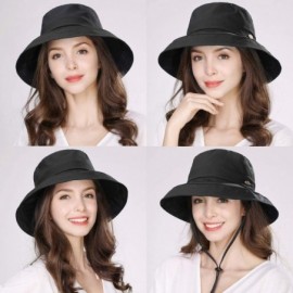 Baseball Caps Womens UPF50 Cotton Packable Sun Hats w/Chin Cord Wide Brim Stylish 54-60CM - 00038_black - CV18RXSHZZE $26.84