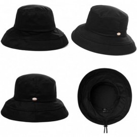 Baseball Caps Womens UPF50 Cotton Packable Sun Hats w/Chin Cord Wide Brim Stylish 54-60CM - 00038_black - CV18RXSHZZE $26.84