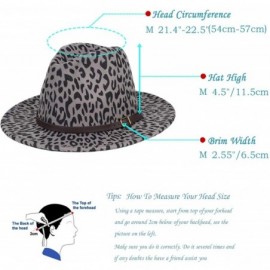 Fedoras Women Fedora Hat Wide Brim Felt hat with Belt Buckle Panama Hat Vintage Jazz Hat - B-leopard Print Gray - CG18XSM5KX5...