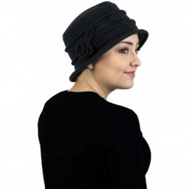 Skullies & Beanies Fleece Hats for Women Cloche Cancer Headwear Chemo Ladies Winter Head Coverings Lady Rose - Black - CD18AI...