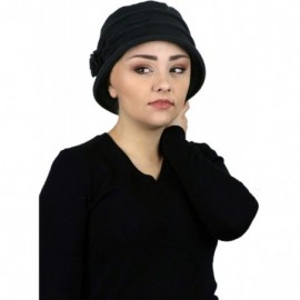 Skullies & Beanies Fleece Hats for Women Cloche Cancer Headwear Chemo Ladies Winter Head Coverings Lady Rose - Black - CD18AI...