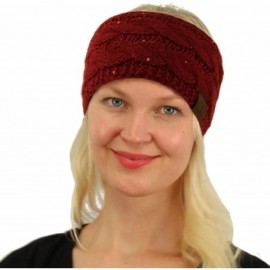 Cold Weather Headbands Winter Fuzzy Fleece Lined Thick Knitted Headband Headwrap Earwarmer - Sequins Burgundy - CL18IIDKYH2 $...