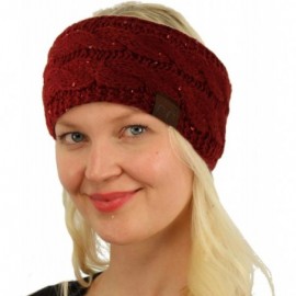 Cold Weather Headbands Winter Fuzzy Fleece Lined Thick Knitted Headband Headwrap Earwarmer - Sequins Burgundy - CL18IIDKYH2 $...