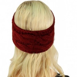 Cold Weather Headbands Winter Fuzzy Fleece Lined Thick Knitted Headband Headwrap Earwarmer - Sequins Burgundy - CL18IIDKYH2 $...