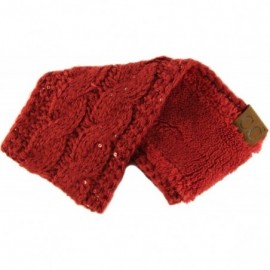 Cold Weather Headbands Winter Fuzzy Fleece Lined Thick Knitted Headband Headwrap Earwarmer - Sequins Burgundy - CL18IIDKYH2 $...