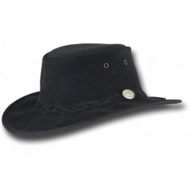 Sun Hats Foldaway Cattle Suede Leather Hat - Item 1061 - Black - CF17YK9KYX0 $113.39