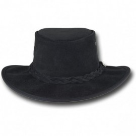 Sun Hats Foldaway Cattle Suede Leather Hat - Item 1061 - Black - CF17YK9KYX0 $52.03