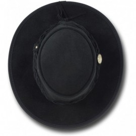 Sun Hats Foldaway Cattle Suede Leather Hat - Item 1061 - Black - CF17YK9KYX0 $52.03