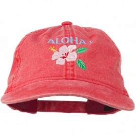 Baseball Caps Hawaii Flower Aloha Embroidered Washed Cap - Red - CS11RNPIF6D $19.13