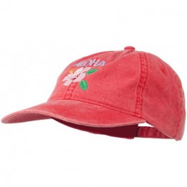 Baseball Caps Hawaii Flower Aloha Embroidered Washed Cap - Red - CS11RNPIF6D $19.13