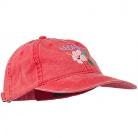 Baseball Caps Hawaii Flower Aloha Embroidered Washed Cap - Red - CS11RNPIF6D $19.13