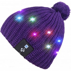 Skullies & Beanies Light Up Beanie Hat Stylish Unisex LED Knit Cap for Indoor and Outdoor - Lb008-purple - C6186L8O8LL $51.73