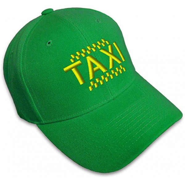 Baseball Caps Custom Baseball Cap Taxi Embroidery Dad Hats for Men & Women Strap Closure - Kelly Green - CE18XWGDA7X $17.81