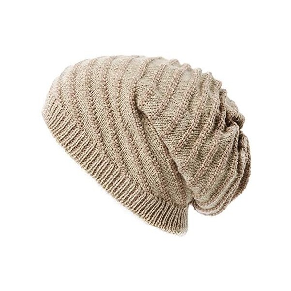 Skullies & Beanies Unisex Knit Beanie Visor Cap Winter Hat Fleece Neck Scarf Set Ski Face Mask 55-61cm - 1044-beige - CT18LL4...