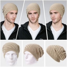 Skullies & Beanies Unisex Knit Beanie Visor Cap Winter Hat Fleece Neck Scarf Set Ski Face Mask 55-61cm - 1044-beige - CT18LL4...