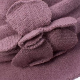 Bucket Hats Womens Ladies 100% Wool Winter Warm Flower Cloche Bucket Hat A222 - Purple - C411NIO9MLZ $29.89