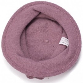 Bucket Hats Womens Ladies 100% Wool Winter Warm Flower Cloche Bucket Hat A222 - Purple - C411NIO9MLZ $16.65