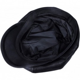 Newsboy Caps Womens PU Leather Newsboy Caps Gatsby Apple Cabbie Hat for Girls - Black - CR18XAZY0NL $11.85