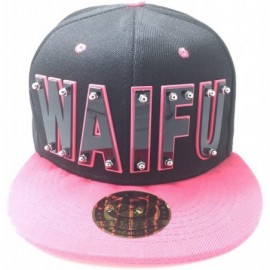 Baseball Caps Waifu HAT in Black with Pink Brim - Black Letter With Pink Trim - CB1889HEI38 $60.26