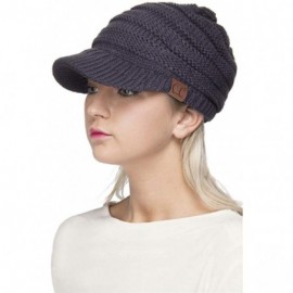 Skullies & Beanies Exclusive Brim Visor Trendy Warm Chunky Soft Stretch Cable Knit - Grey - CF12822XIWL $15.95