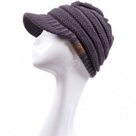 Skullies & Beanies Exclusive Brim Visor Trendy Warm Chunky Soft Stretch Cable Knit - Grey - CF12822XIWL $15.95