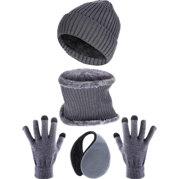 Skullies & Beanies 5 Pieces Winter Ski Warm Set- Include Warm Knitted Hat Circle Scarf Warm Knitted Gloves and Ear Warmer - G...