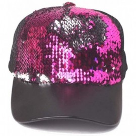 Baseball Caps Unisex Sequins Patchwork Mesh Cap Fashion Baseball Cap Outdoor Net Sun Hat - Hot Pink - C718L64MG9S $12.84