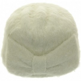 Skullies & Beanies Women's Angora Fur Beanie with Bow - Ivory - CA11R9K9TNZ $8.82