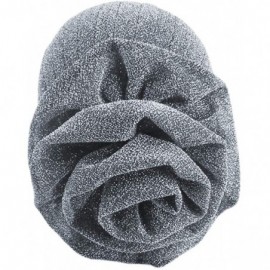 Skullies & Beanies Shiny Flower Turban Shimmer Chemo Cap Hairwrap Headwear Beanie Hair Scarf - Silver - CP18R3UCX4N $12.65