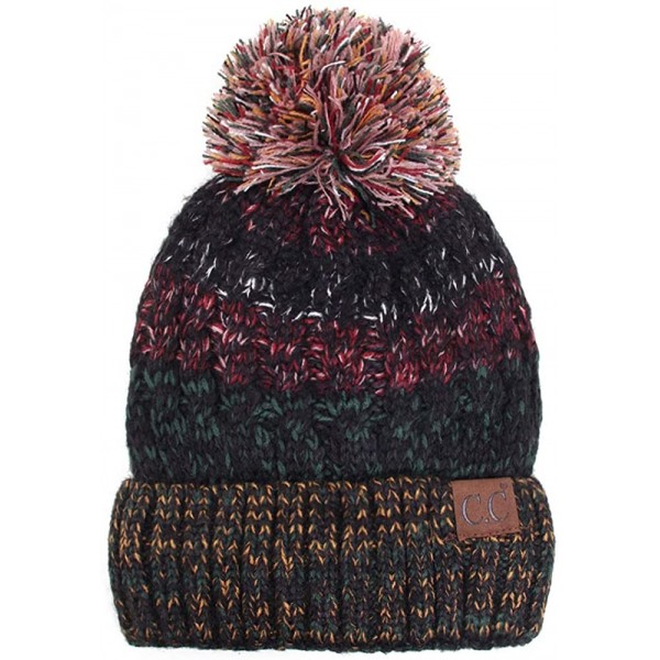 Skullies & Beanies Unisex Cuffed Multi Color with Warm Lining Interior Pom Pom Skull Beanie Hat - Hunter Green - CO18I4AMDKA ...