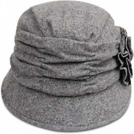 Berets Women's Decorative Flowers Wool Beret - Gray - CX126NOBMJL $21.04