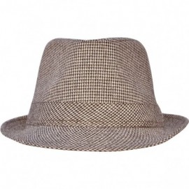 Fedoras Classic Gangster Stain-Resistant Crushable Gentleman's Fedora - Brown/Beige - CH12NZCRU6C $17.75