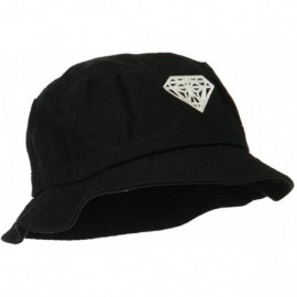 Bucket Hats Diamond Jewelry Logo Embroidered Bucket Hat - Black - CG11ND5BBB3 $22.81