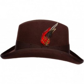 Fedoras 9th Street Charles Firm Felt Homburg Godfather Hat 100% Wool - Brown - CG18GG7LN3H $98.95