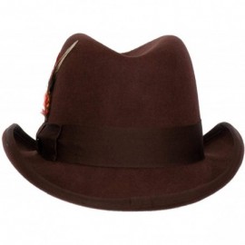 Fedoras 9th Street Charles Firm Felt Homburg Godfather Hat 100% Wool - Brown - CG18GG7LN3H $40.90