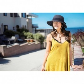 Sun Hats Women's Lightweight Foldable/Packable Beach Sun Hat w/Decorative Bow - Black Sun Hat - C5180WYSS67 $17.58