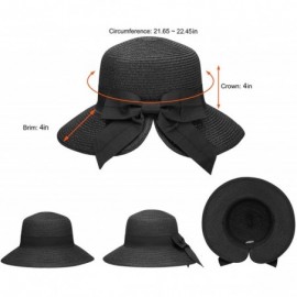 Sun Hats Women's Lightweight Foldable/Packable Beach Sun Hat w/Decorative Bow - Black Sun Hat - C5180WYSS67 $17.58