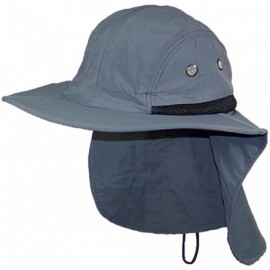 Sun Hats Men/Women Wide Brim Summer Hat with Neck Flap (One Size) - Dark Gray - CX183IGLAOO $14.66