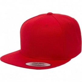 Baseball Caps Yupoong Premium Classic Snapback Hat - Flat Brim- Adjustable Ballcap w/Hat Liner - Red - CQ18GYZGDGR $15.32