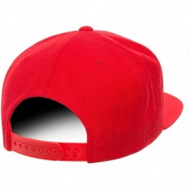 Baseball Caps Yupoong Premium Classic Snapback Hat - Flat Brim- Adjustable Ballcap w/Hat Liner - Red - CQ18GYZGDGR $15.32
