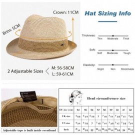 Fedoras Packable Straw Fedora Panama Sun Summer Beach Hat Cuban Trilby Men Women 55-61cm - 16010-navy - C318D2KT4OW $27.96